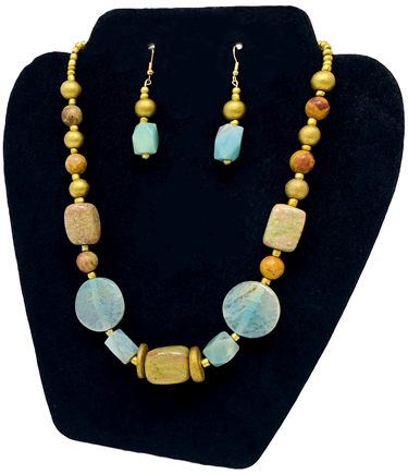 Seascape Necklace & Earrings (with Agate Stone)