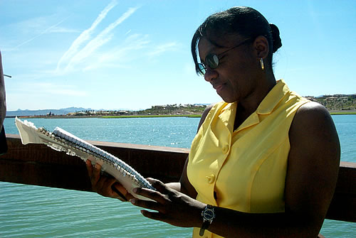 Karen Whitman reading her notes, Las Vegas Team Leader Retreat
