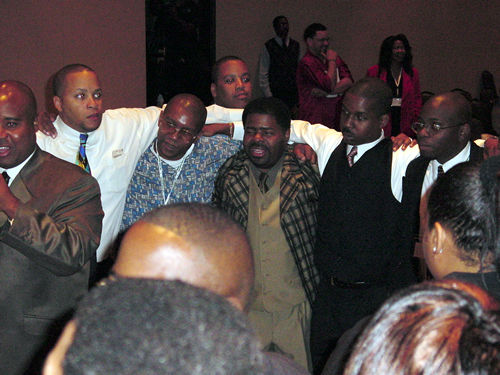 Brothers listening as Delxino speaks at the TAG TEAM Convention, Norfolk 2000 TAG TEAM Convention