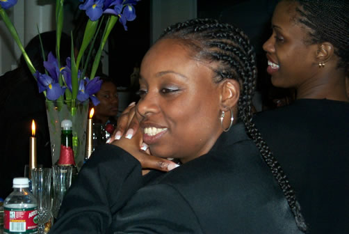 Lisa enjoys a moment of conversation, TAG TEAM V.I.P. Dinner