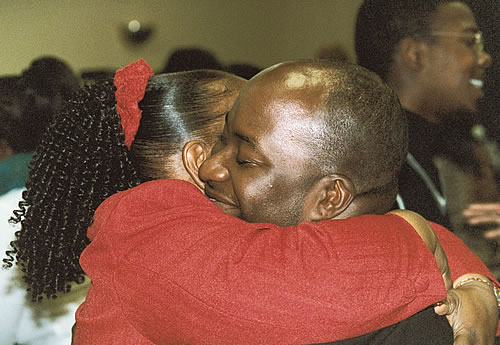 Saderia hugging Michael, Los Angeles, California Black Business Seminar