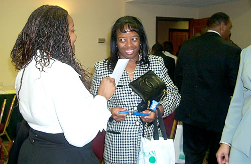 Sisters exchanging information, Los Angeles, California Black Business Seminar