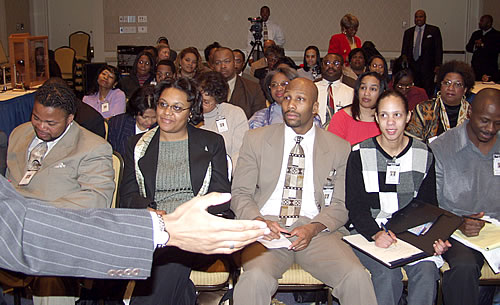 Audience listening to Erroll, Detroit, Michigan Black Business Seminar