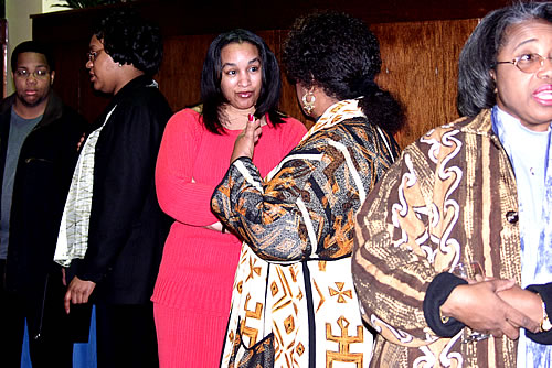 Sisters mingling, Detroit, Michigan Black Business Seminar
