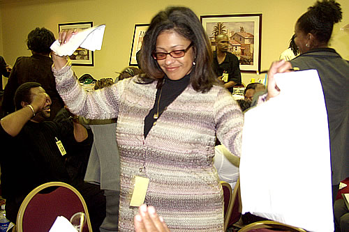 Sister enjoying the seminar, Los Angeles, California Black Business Seminar