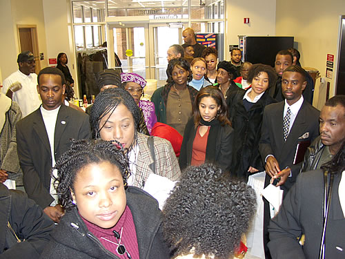 Seminar guests waiting to get in, College Park, Maryland Black Business Seminar
