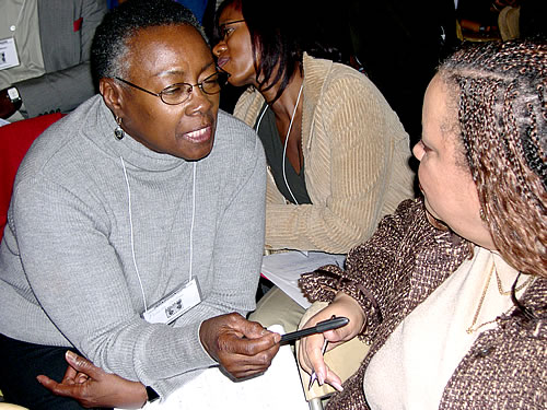 Priscilla and Sharon roleplaying, New York City Black Business Seminar