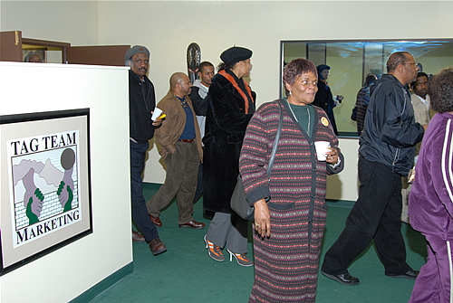 Guests entering Presentation Room, TAG TEAM Marketing Atlanta Facility Grand Opening