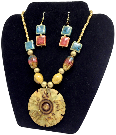 Egyptian Royalty 'Blue' Necklace & Earrings (with Agate Stone)